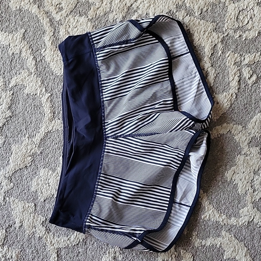 Lululemon Speed Swim Shorts 2.5" Navy Blue Stripes